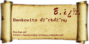 Benkovits Örkény névjegykártya